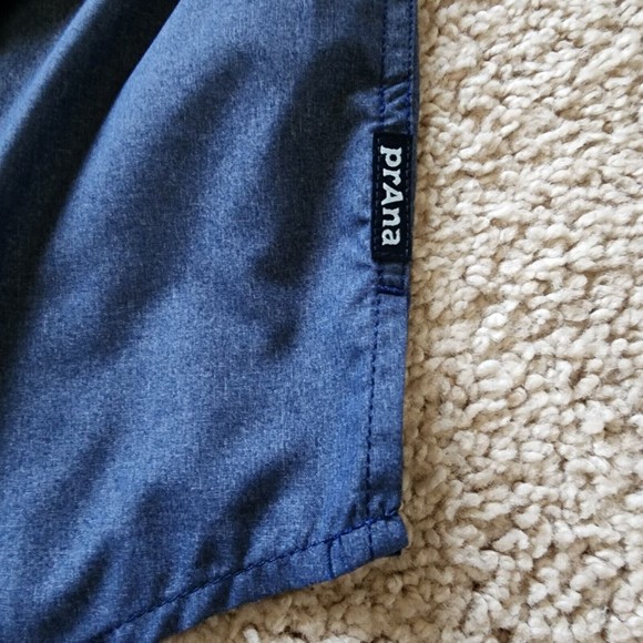 Prana Shirt Mens XL Long Sleeve Kip Hiking Fishing Roll Tab Button UPF 50+ Blue - Picture 6 of 13